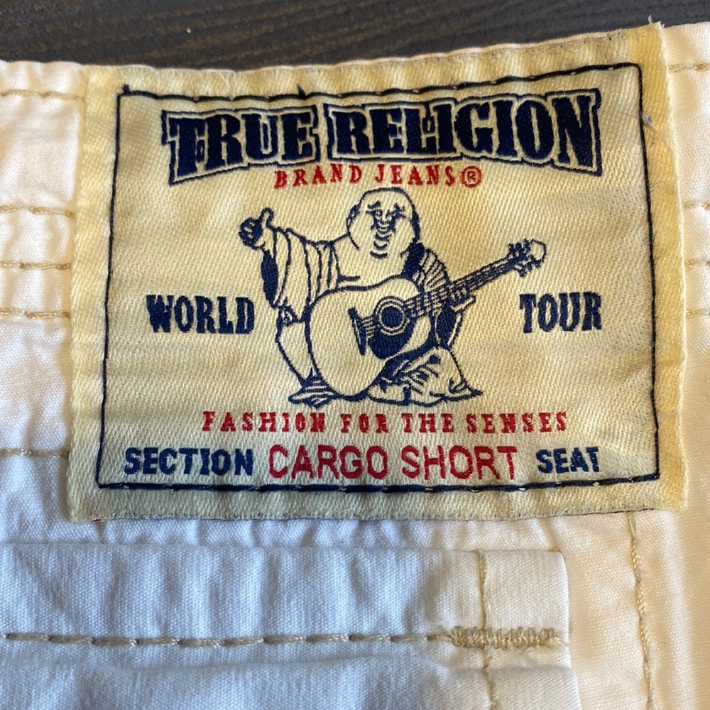 True religion white mens cargo shorts